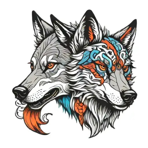 Couple Tattoo Wolf Head