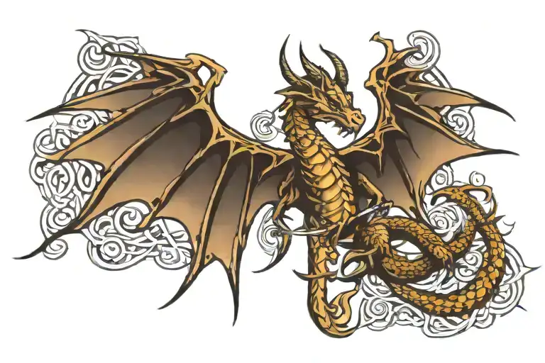 Dragon W Sword Piercing Celtic Cross