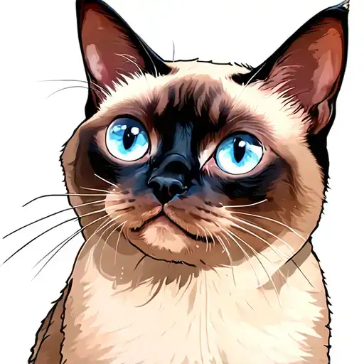 Siamese Cat Blue Eyes With Dorsal Fin