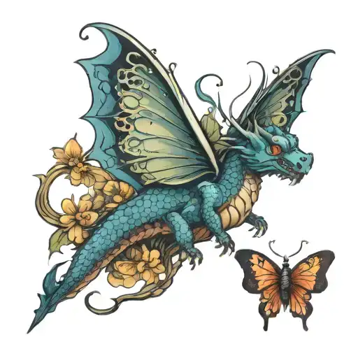 Dragon Flying On A Butterfly