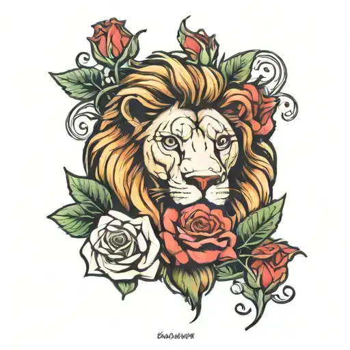 Lion Head Ontop 3 Roses