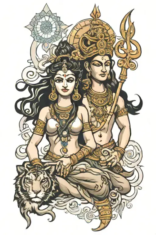 God Shiva And Durga Indian Goddess