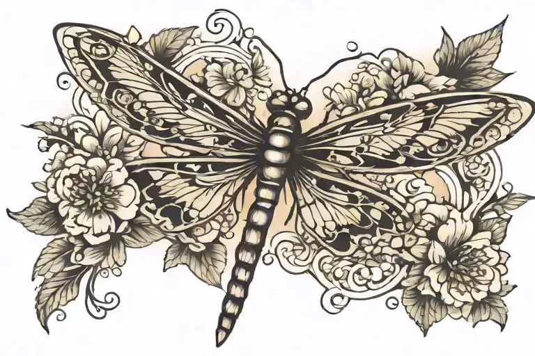 Dragonfly And Butterfli