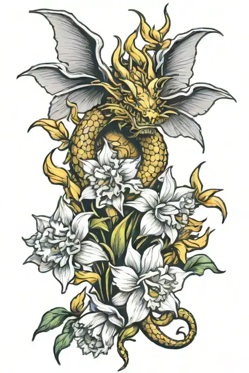 Daffodils And Golden Dragon Wrapped