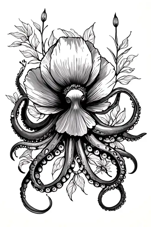 Poppy Flower Octopus Wrapped