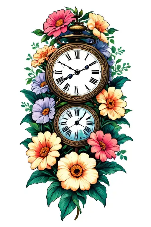Time Clock Flowers Growing