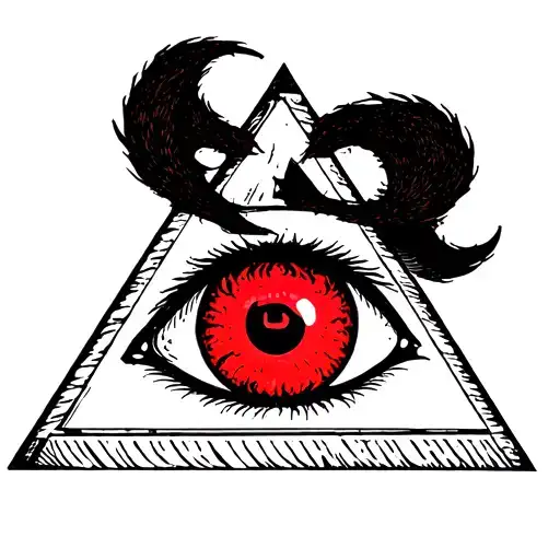 A Demonic Evil Red Eye In A Pyramid