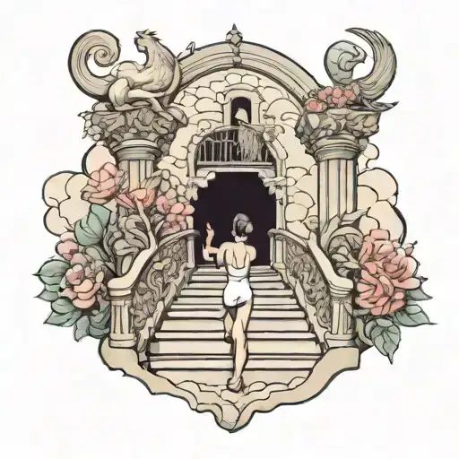 Staircase To Heaven With Hand Reaching