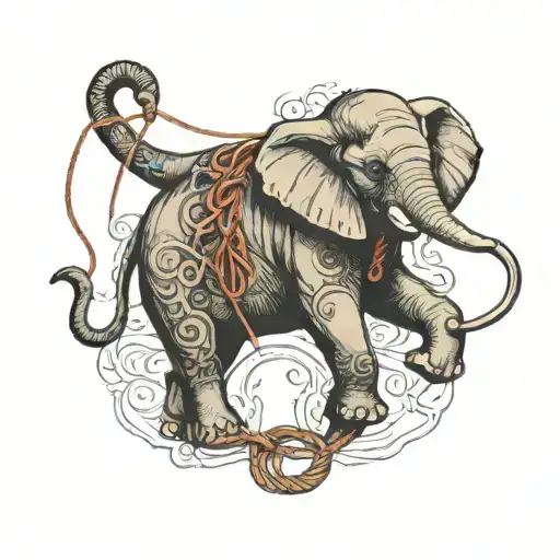 An Elephant Holding A String Forming A Shoe