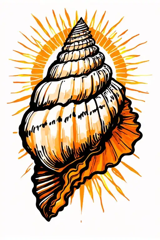 Conch And Sun Ray Minimalist Organic Shapes Small