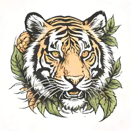 Tiger Coming Through A Bush With A Scar On His Eye