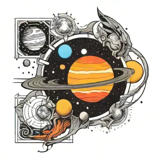 Solar System Half Sleeve With Space For Text