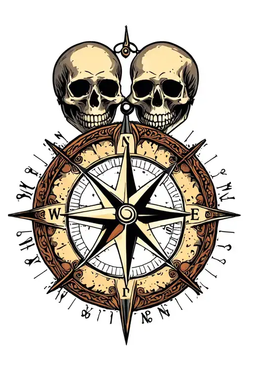 Moral Compass With Skulls