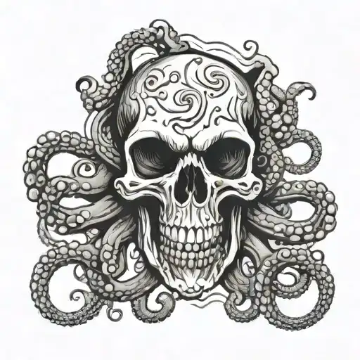 A Skull With Octopus Tentacles Instead Of The Jaws