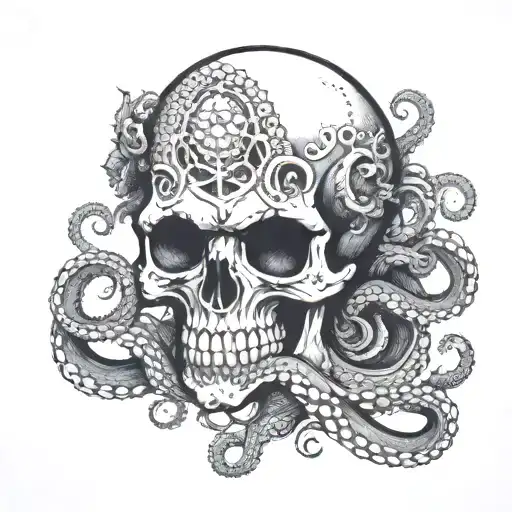 A Skull With Octopus Tentacles Instead Of The Jaws