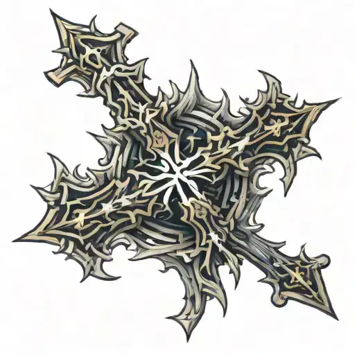 Christian Cross With Spines Coming Down