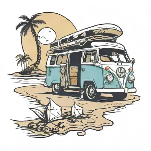 Camper Van Beach Background