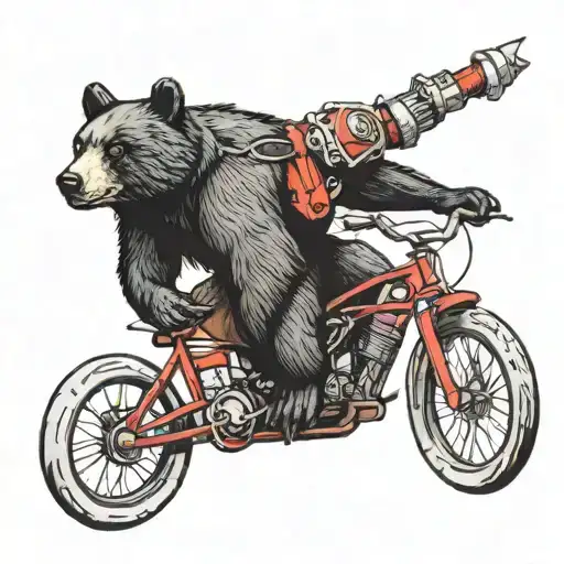 Black Bear Riding Red Bike
