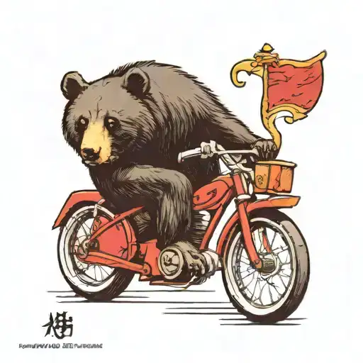 Black Bear Riding Red Bike