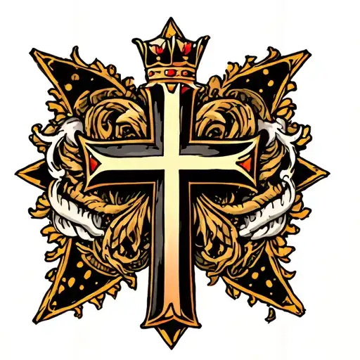 Cross With Crown Surrounded