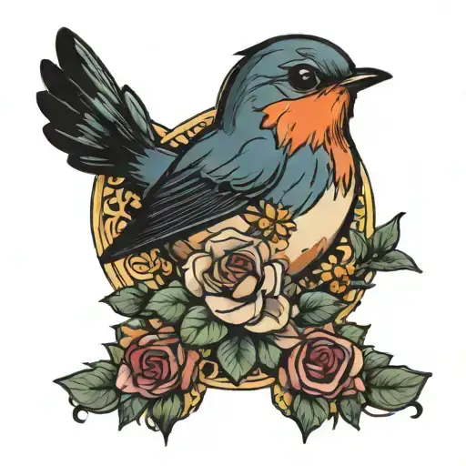 Girly Floral Robin