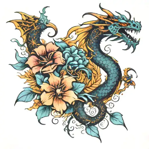 Dragon Flowers Geo Symteric Shapes