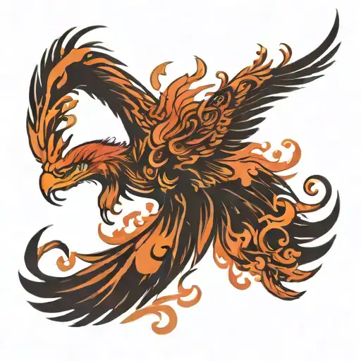 Phoenix Rising From Flames