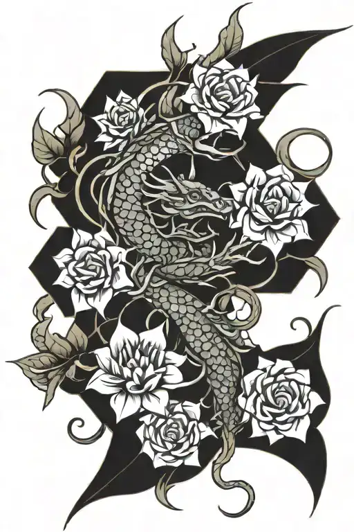 Dragon Flowers Geometric