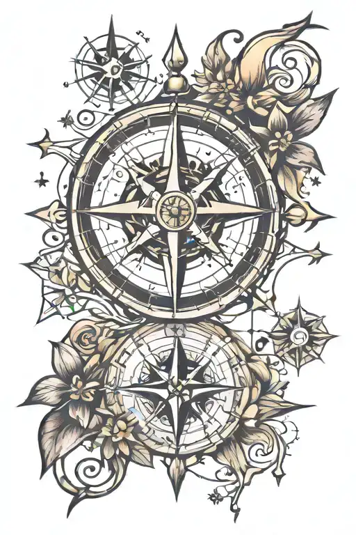 Compass And Moon And Star Constellation