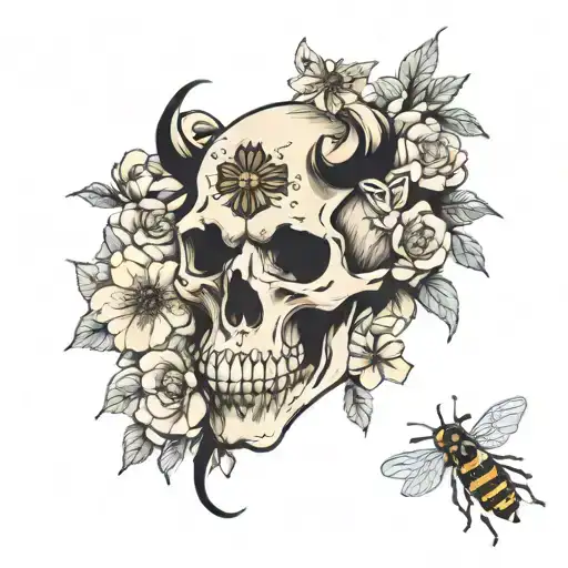 Lion Skull With Bees Making Honey Inside