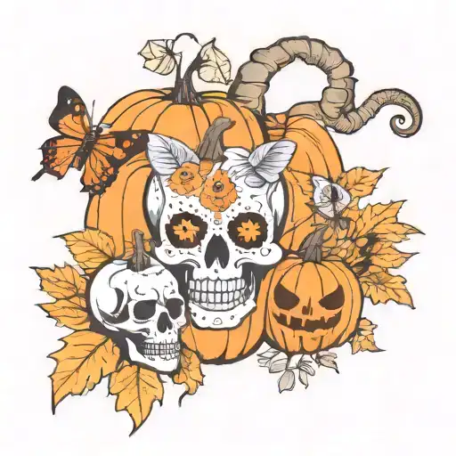 Skull Pumpkins Unicorn Butterfly Fall Leaves Ghost Death Moth Fire Department