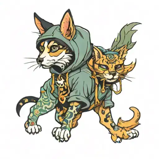 Cartoon Dog Wearing Cat Shapes Hoodie