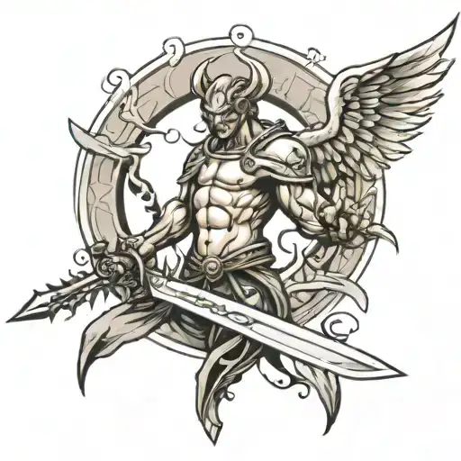 Arch Angel With Sword Devil