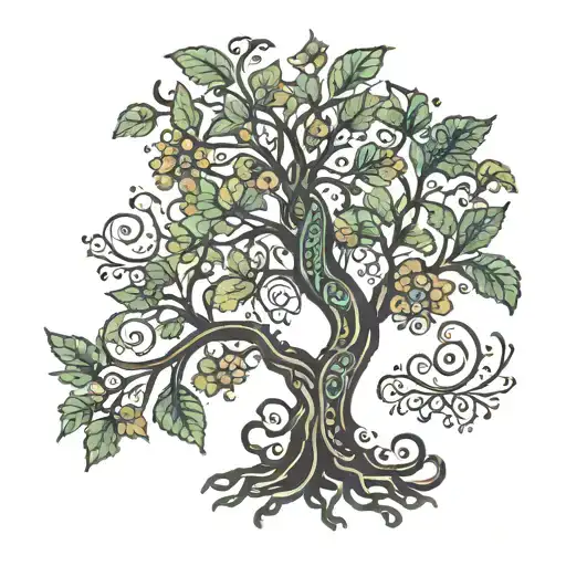 Henna Style Tree With 7 Leaves