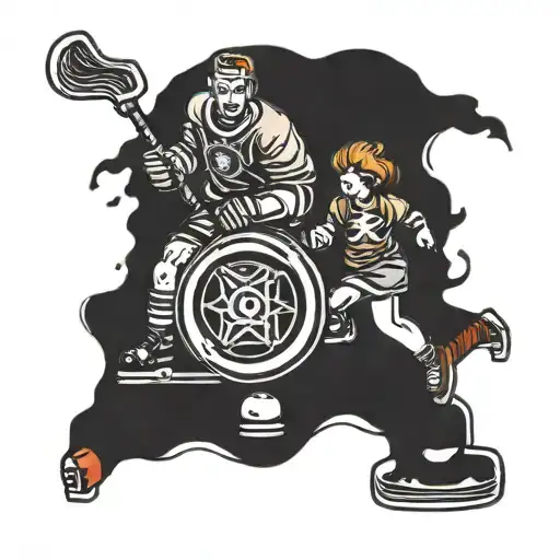 Hockey Puck Father Dauther Walking