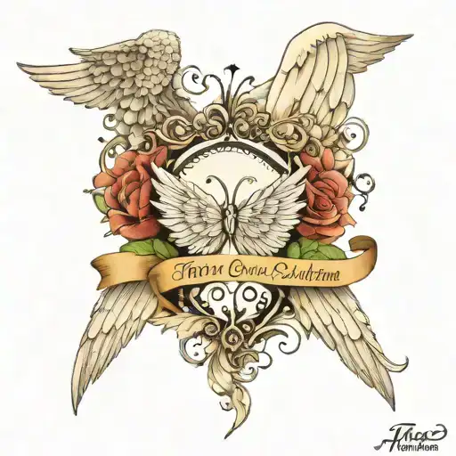 5 Names Around Angel Wings 1 Name In The Middle