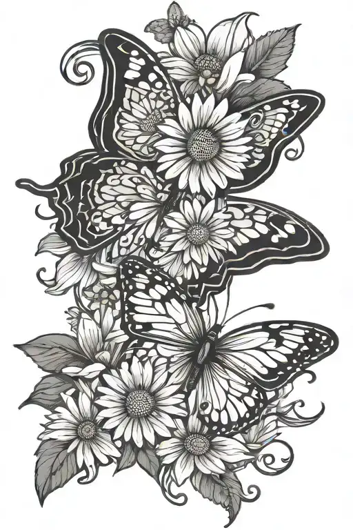 Daisy Butterfly Outline