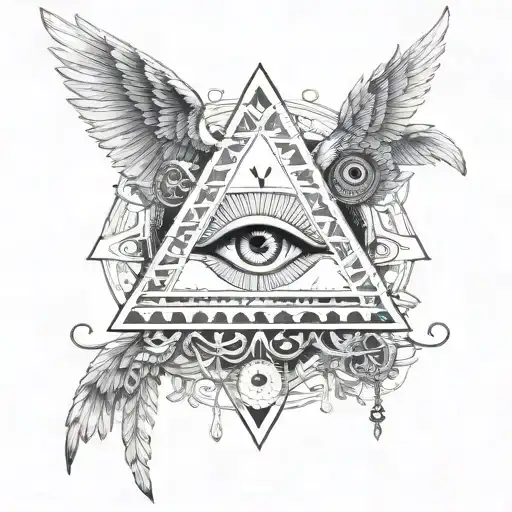 Filigree All Seeing Eye Pyramid Wings In Background Anunnaki
