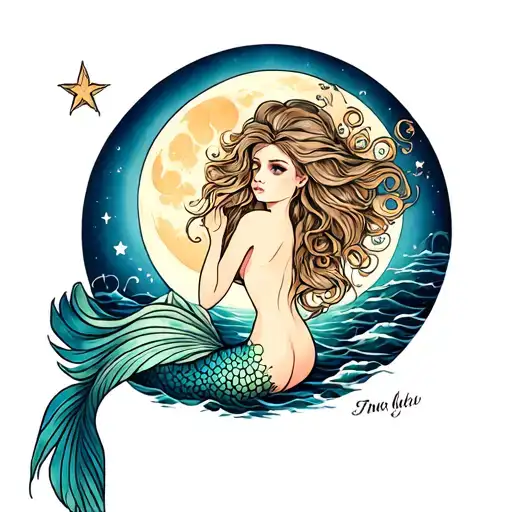 Mermaid And Moon