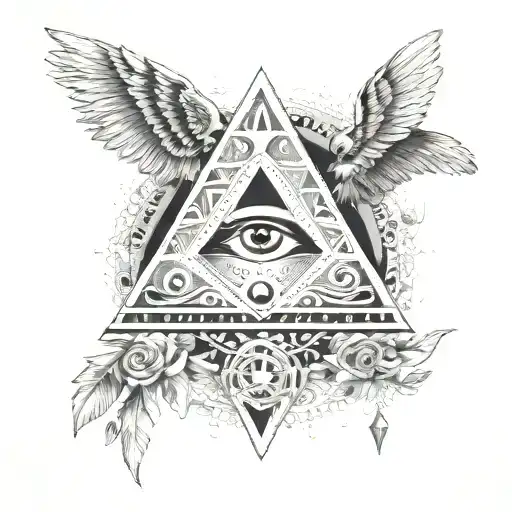 Filigree All Seeing Eye Pyramid Wings In Background Anunnaki