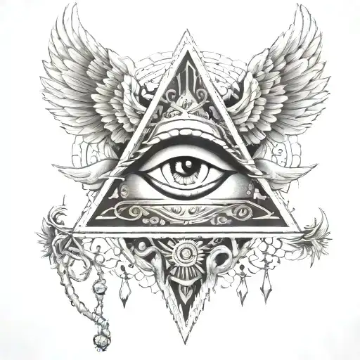 Filigree All Seeing Eye Pyramid Wings In Background Anunnaki