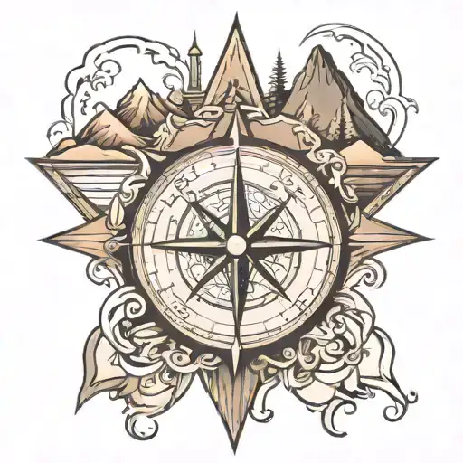 Mountains Water Compass