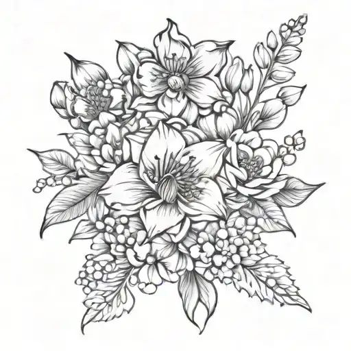 January August And May Birth Flower Bouquet