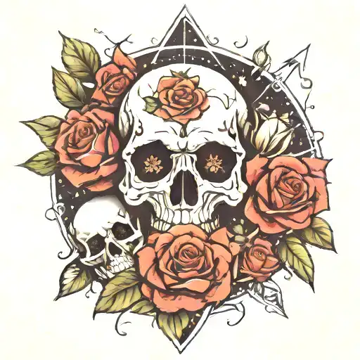 Skull Roses N Space For 3 Words