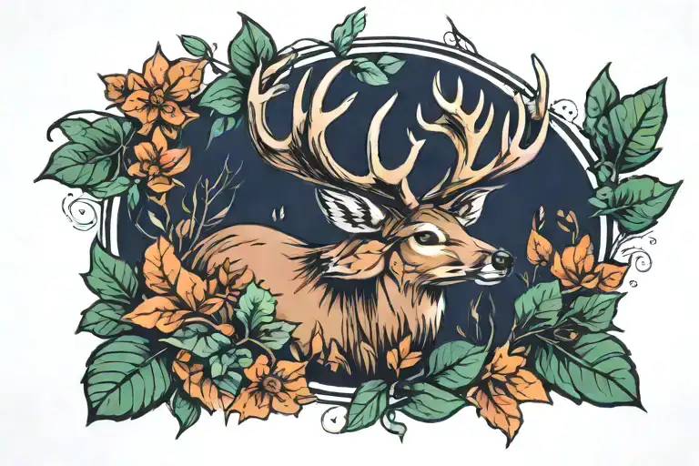 Deer And Leaves Blowing