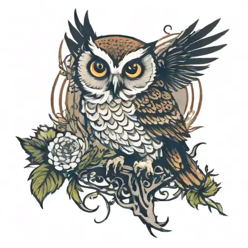 Perched Owl And Thistles Running