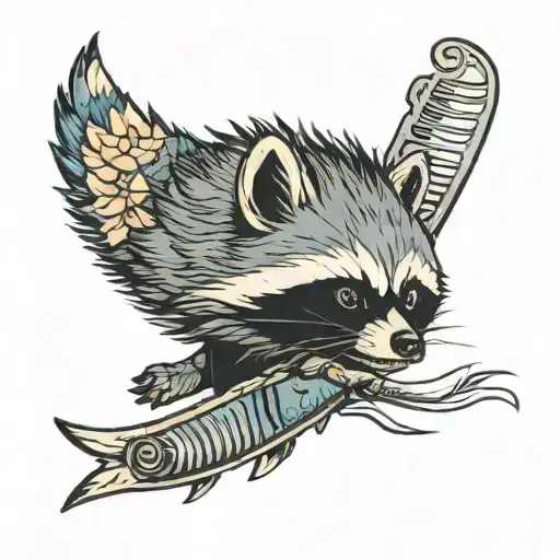 Raccoon Dog Fishing Feather Knife