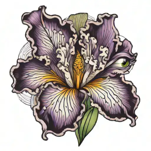 Iris Flower Blooming With A Egyptian Eye Inside