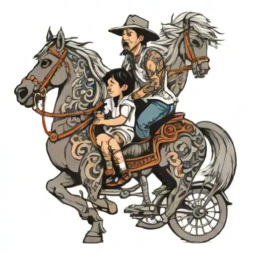 Family With Two Kids Riding