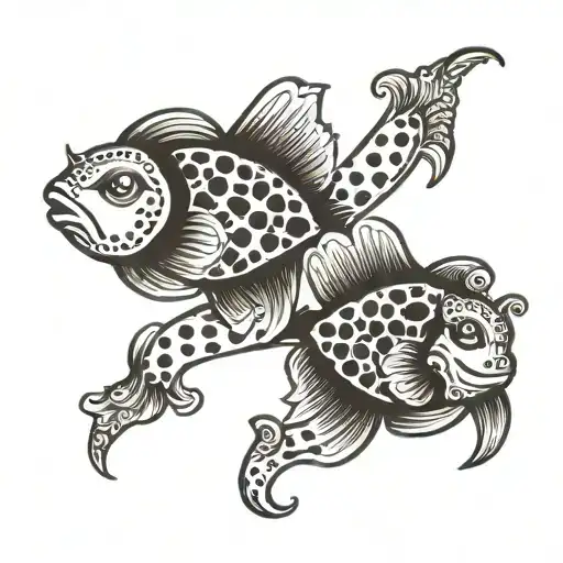 Zodiac Sign Pisces Black And White Dots